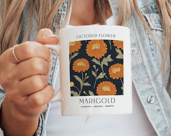Custom Birth Flower Mug Gift for Best Friend, Personalized Bridesmaid Gift, Customizable Mug for Mom, Birthday Gift for Her