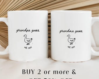 Custom Pregnancy Reveal Mug for New Grandma and New Grandpa: Silly Goose grandma and grandpa Pregnancy Announcement Gift