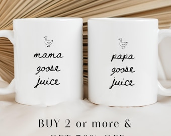 New Mommy Daddy Coffee Mug, 1st Mothers Day Mug Gift, Promoted to New Mom and Dad Mug Set, Baby Shower Gift, Silly Goose Mama Papa Gift