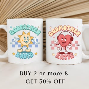 Promoted from Godmother, Godfather Gift, Godparent Proposal Mug Set, Godparents Gift, Personalized Gift for God Mother and God Father