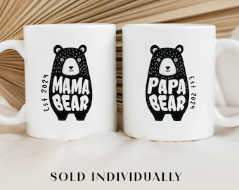Taza personalizada de Mamá Osa, Taza de Papá Oso, Regalo personalizado para baby shower, Regalo para nuevos padres, Regalo para nueva mamá, Regalo para nuevo papá, Día de la Madre, Día del Padre