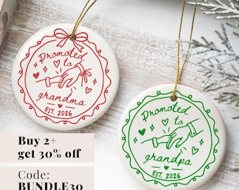 Promoted to Grandma Ornament, Personalized Grandma and Grandpa Ornament, Pregnancy Announcement Gift, New Grandma Gift, Promoted to Grandpa