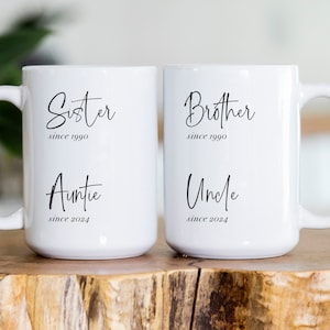 Zwangerschap onthullen mok voor nieuwe tante en oom cadeau, tante en oom mok zwangerschapsaankondiging, nieuwe tante nieuwe oom mok set, nieuwe oom mok