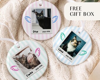 Cat Memorial Ornament, Personalized Pet Memorial Ornament with Photo, Cat Remembrance Gift, Pet Loss Sympathy Gift