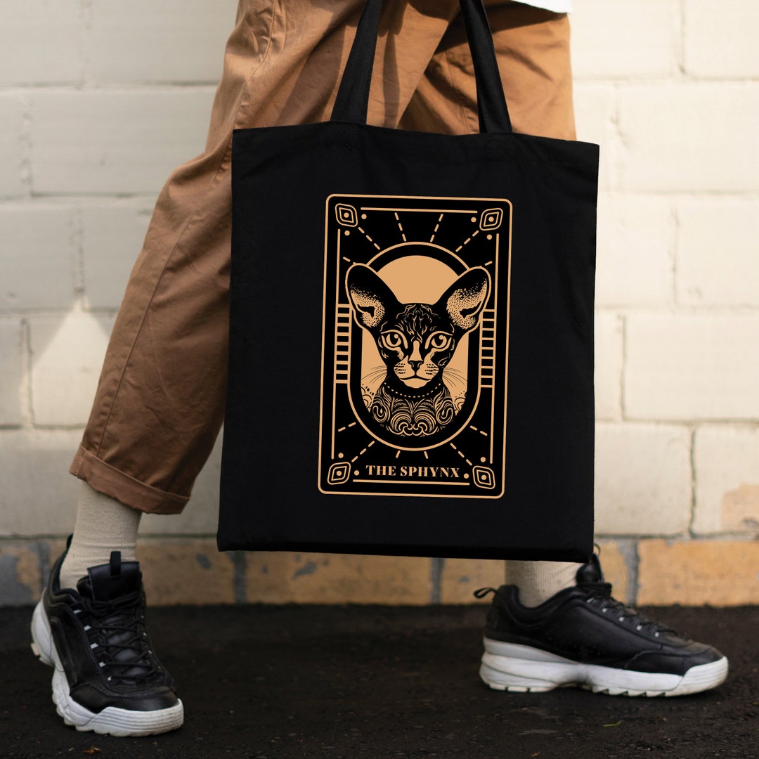 Sphynx Cat Funny Tote Bag Reusable Grocery Shopping Handbag