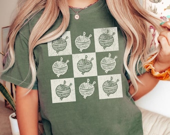 Comfort Color Knitting Shirt: Cozy Fall Gift for Crocheter, Yarn lover gift