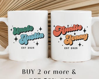 Custom Pregnancy Reveal Mug for New Aunt and Uncle, Aunt and Uncle Pregnancy Announcement, New Auntie New Uncle Gift Mug Set, New Uncle Mug