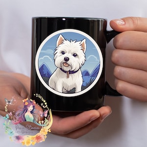 Coffee mug Retro style West Highland Terrier - Great gift for dog mom or dad, gift cup for Westie owner, breeder, gift for him, her or them