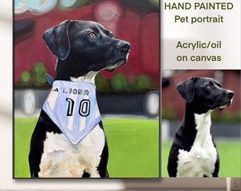 Custom hand painted Pet portrait from photo Dog Commission painting Acryl Oil on Canvas Personalised artwork Ready to hang Dog lover’s gift