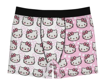 Hello kitty boxers hello kitty boxer briefs sanrio boxers pink white trendy cartoon briefs hello kitty underwear hello kitty shorts cat pant