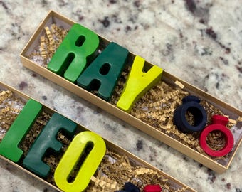 Personalized Name Crayons, Custom Letter Party Favors, Educational Coloring Gift Set