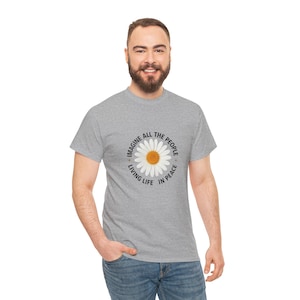 Stellen Sie sich Frieden T-Shirt vor | &quot;Stellen Sie sich vor, alle Menschen leben ein Leben in Frieden&quot; | Blumen Gänseblümchen-Friedenszeichen-T-Stück | Hippie Boho Grafik Shirt Peace Shirt