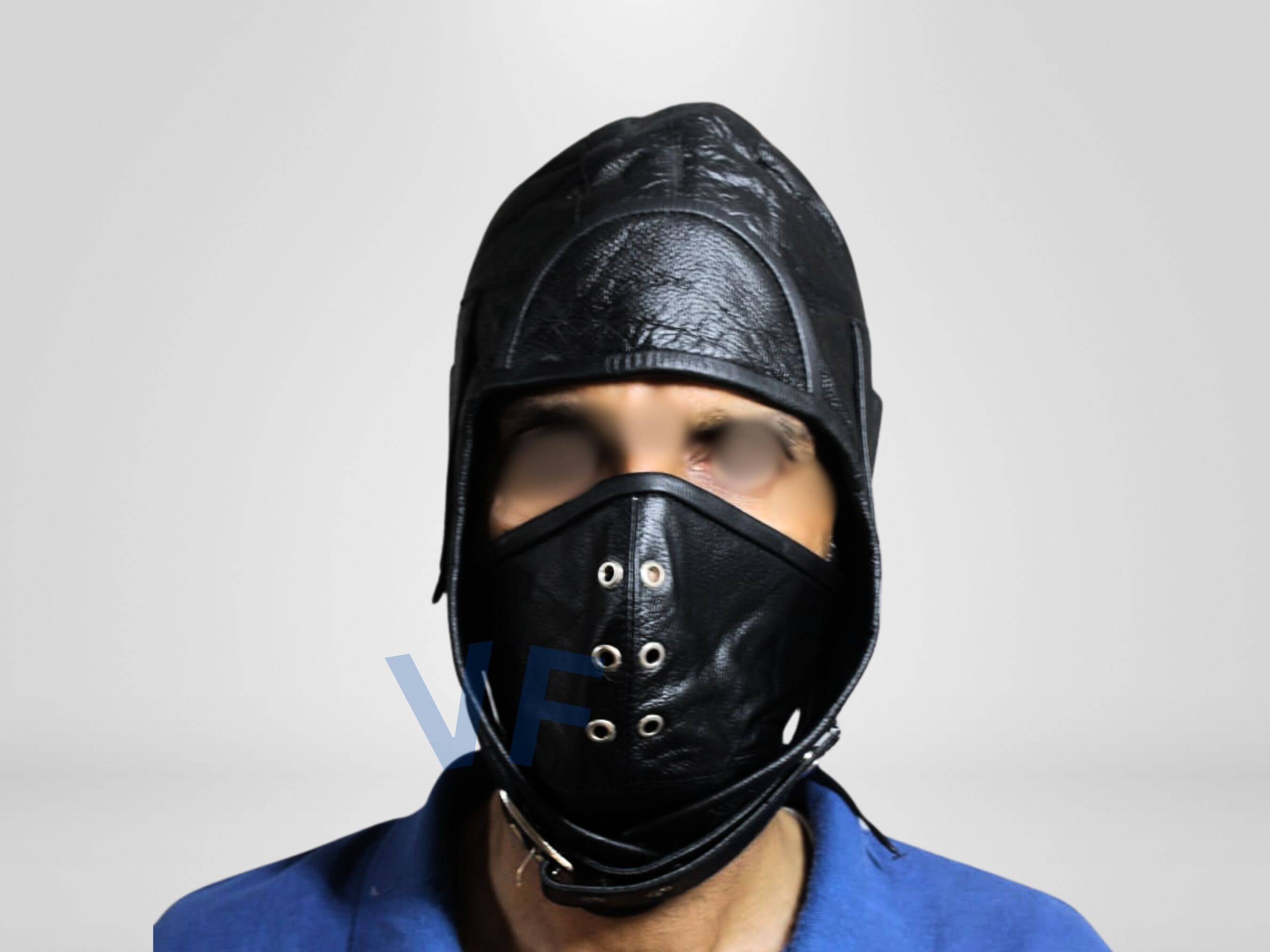 thumbnail image 2 of Real Leather Aviator Cap With Collar And Face Cover - Tactical Pilot Hat, Black 2 of 6