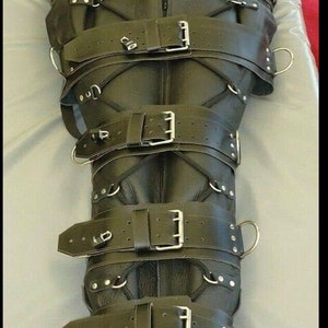 Genuine Cowhide Leather Hooded Body Sack with Adjustable Belts | Custom Sensory or Cosplay Costume Bag