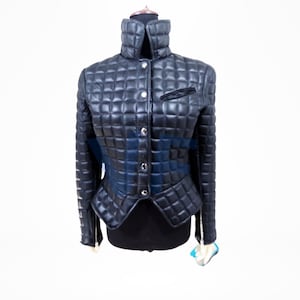 Schwarze gesteppte Lederjacke für Damen