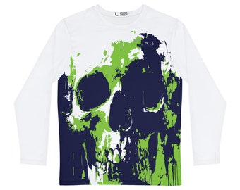 Camisa de manga larga con calavera azul y verde