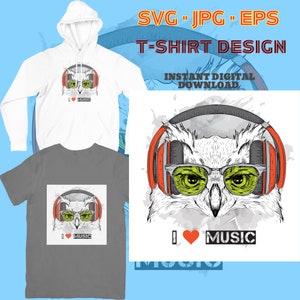 Gufo Svg, Animale Svg, Gufo Clipart, Gufo jpg, Musica svg, Testa di gufo, File di taglio gufo per Cricut, Silhouette di gufo, Silhouette di uccello, Download istantaneo