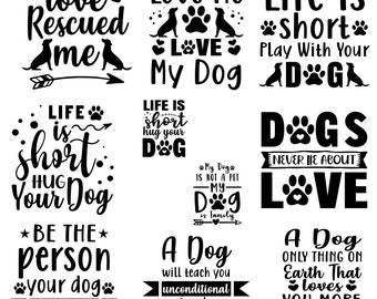 Dog Quotes SVG Bundle: Pet Mom, Paw Print Designs (Digital Download)