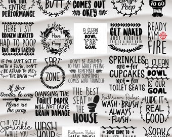 Pacote SVG de Citações para Banheiro: Decoração Engraçada para Banheiro (Download Digital)