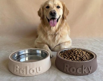 Personalized stainless steel dog bowl | Cat bowl with name | 3 sizes | Custom color | Gift for pet lovers