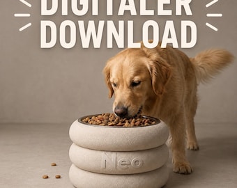 Personalized Pet Bowl STL | Dog & Cat Bowl 3D Print File | Elevated Bowl | STL and 3MF | Digital Download