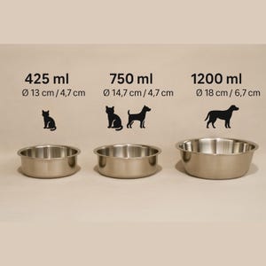 Verfügbare Größen der Edelstahleinsätze: 425 ml, 750 ml und 1200 ml