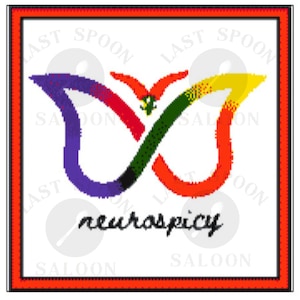 Neurospicy ADHD Rainbow Infinity Butterfly Cross Stitch Pattern Digital Download