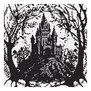 Dracula’s Castle Digital Cross Stitch Pattern for Instant Download