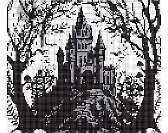 Dracula’s Castle Digital Cross Stitch Pattern for Instant Download