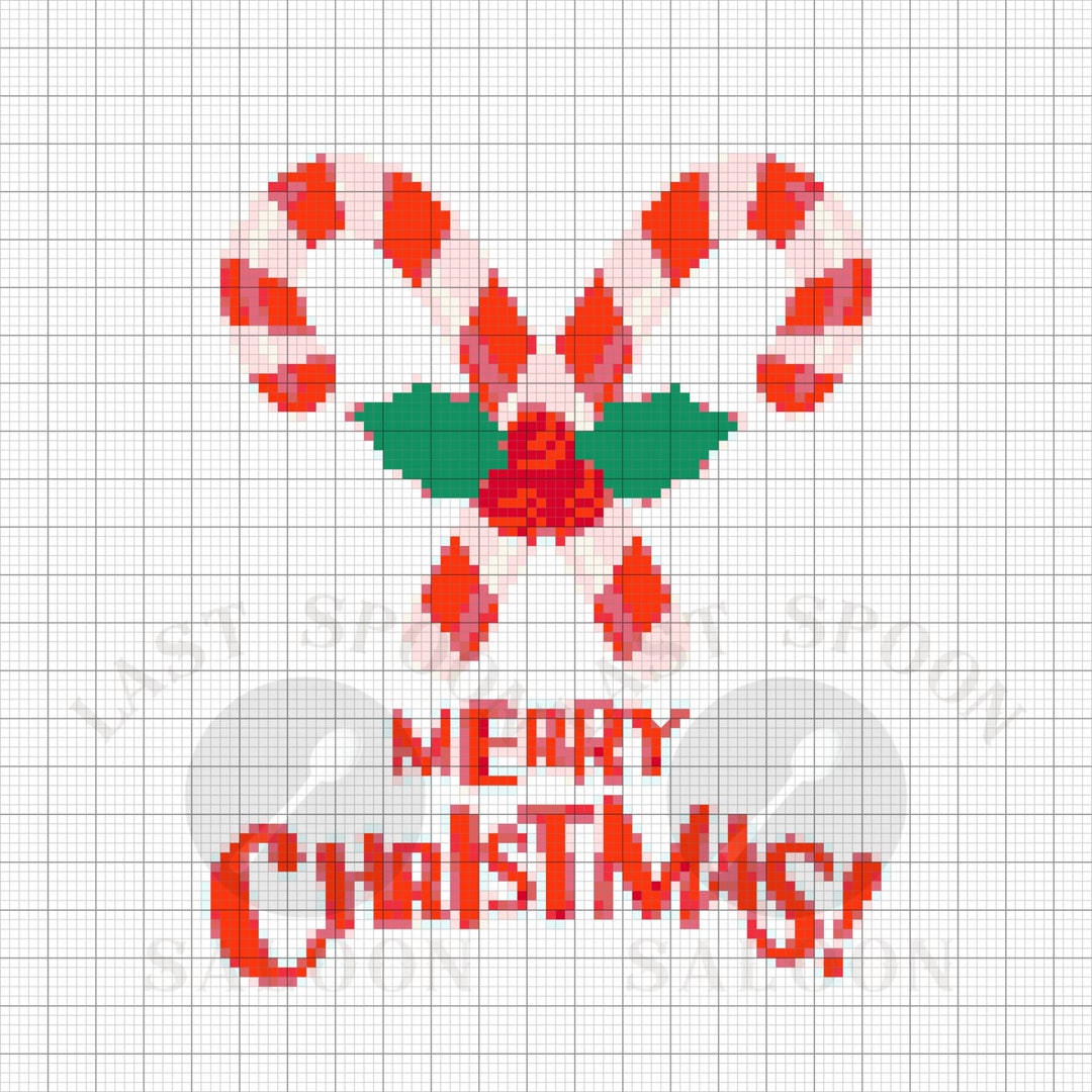Merry Christmas Candy Cane Cross Stitch Pattern Digital Etsy