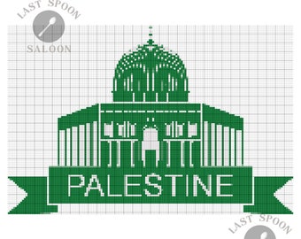 Dome of the Rock Al-Aqsa Mosque Simple Cross Stitch Pattern Instant Digital Download