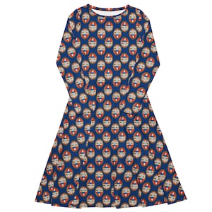 Tudor Queen Elizabeth I and Stuart Mary, Queen of Scots All-Over Print Long Sleeve Midi Dress