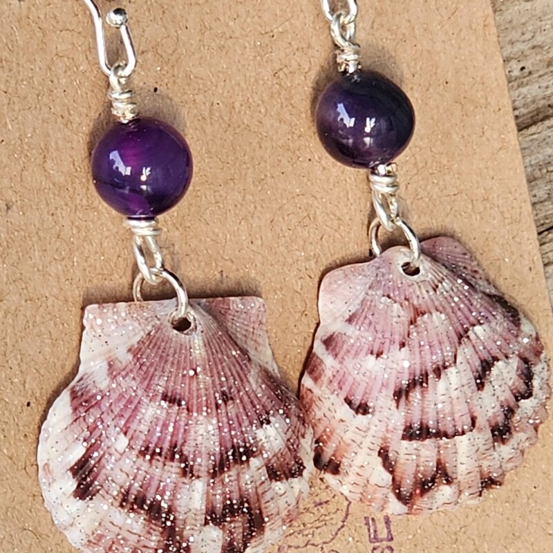 Purple Shell Earrings Etsy