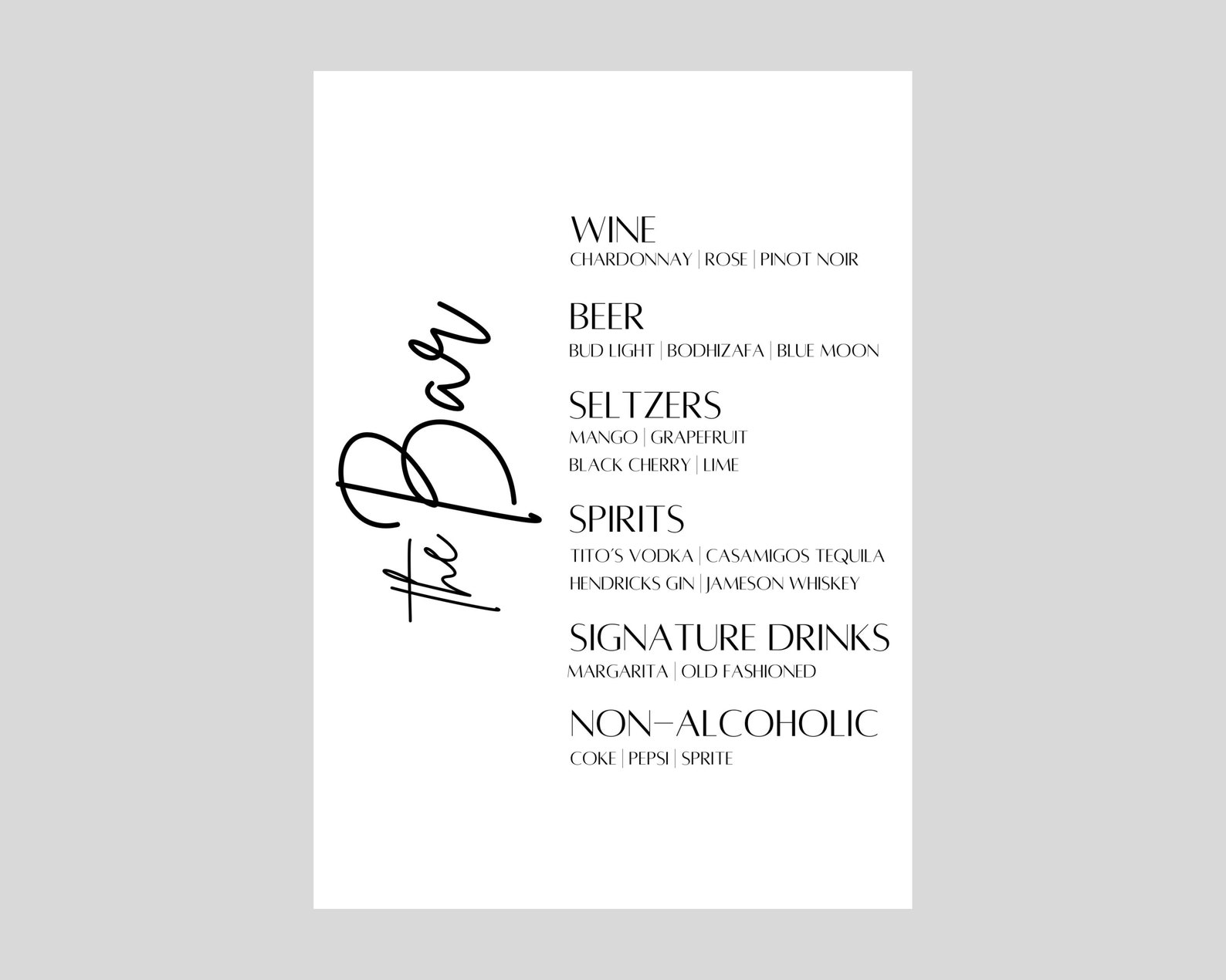 Wedding Signage Template Bar Template Bar Sign Template Minimal Wedding Signage Template Bar Template Bar Sign Template Minimal