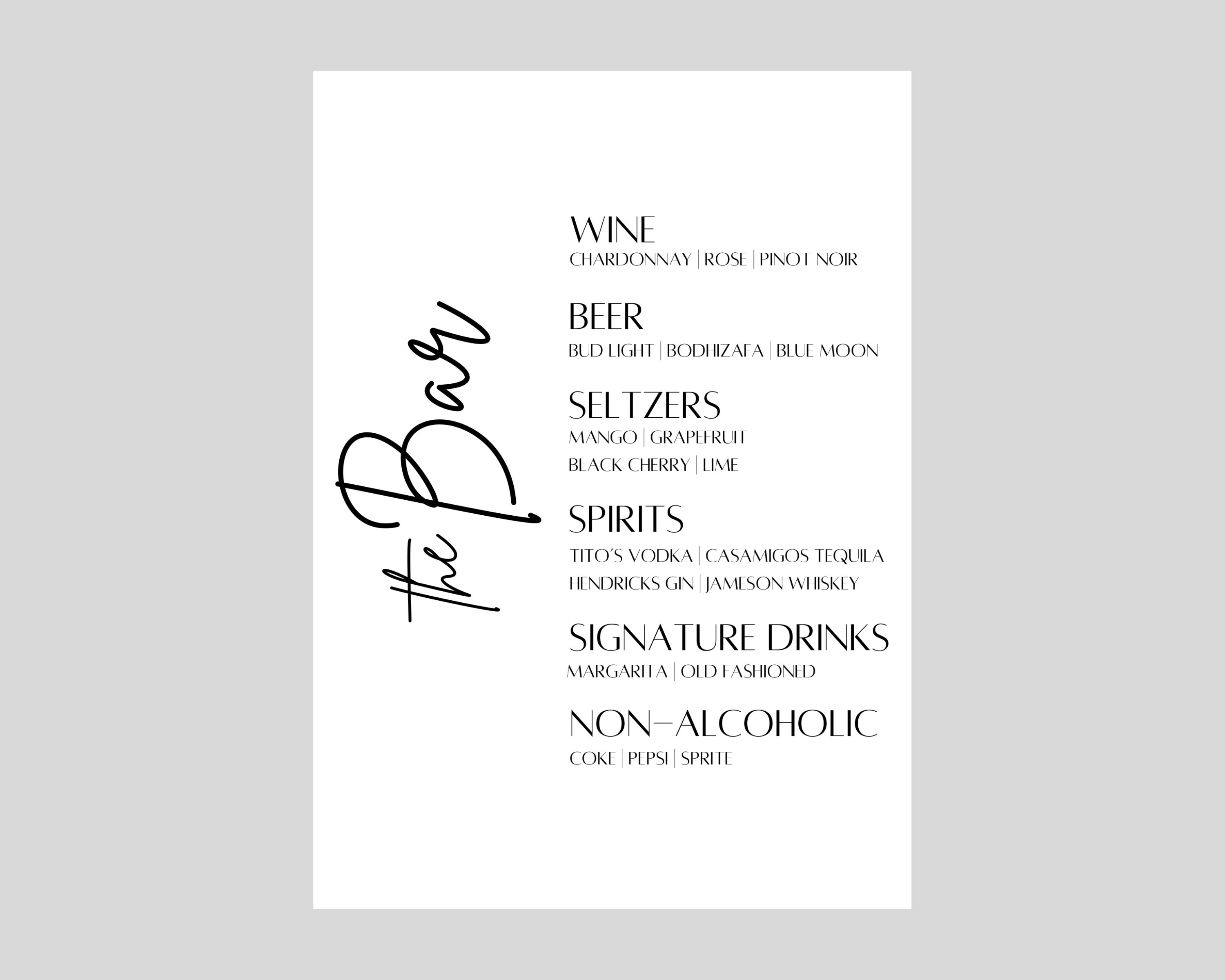 Wedding Signage Template Bar Template Bar Sign Template Minimal Wedding Signage Template Bar Template Bar Sign Template Minimal
