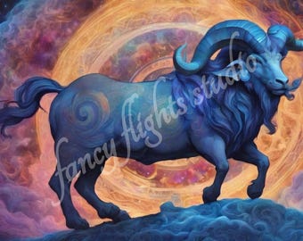 Stellar Sovereign: Cyfrowy wydruk artystyczny sezonu Celestial Capricorn