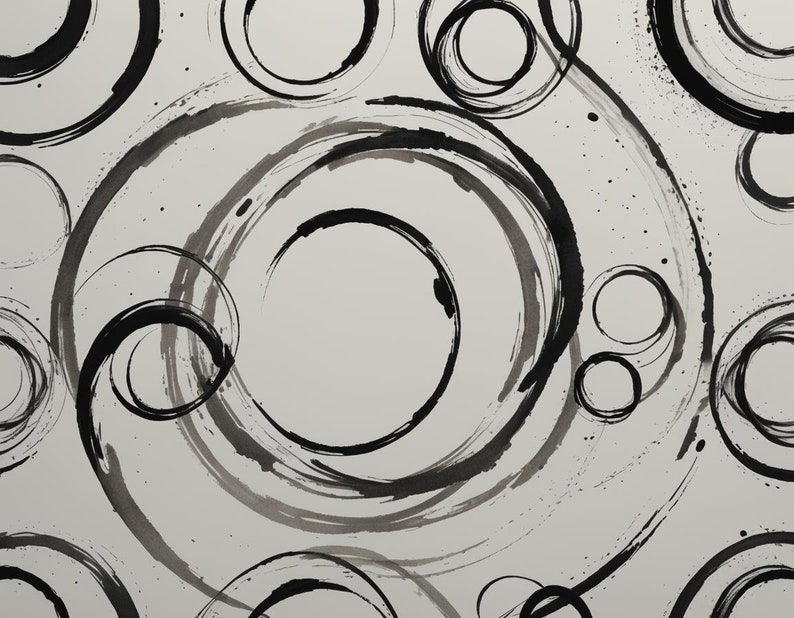 Minimalist Black and White Circles - Modern Abstract Digital Art - Etsy
