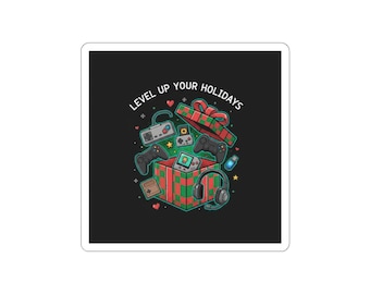 Level Up Your Holidays Sticker | Gaming, Controller, Holiday Pixel Art