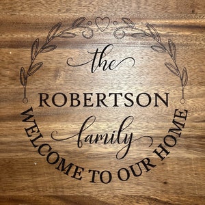 Customizable Laser Marked Cutting Board with Personalized Family Last Name - Truly Stunning!