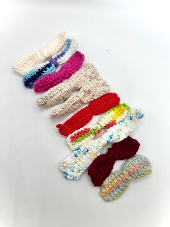 Set of 10 Handmade Colorful Crochet Cotton Hair Bows & 2  display picture 3