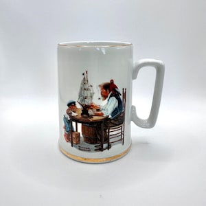Tasse à café vintage en porcelaine « For A Good Boy » Norman Rockwell