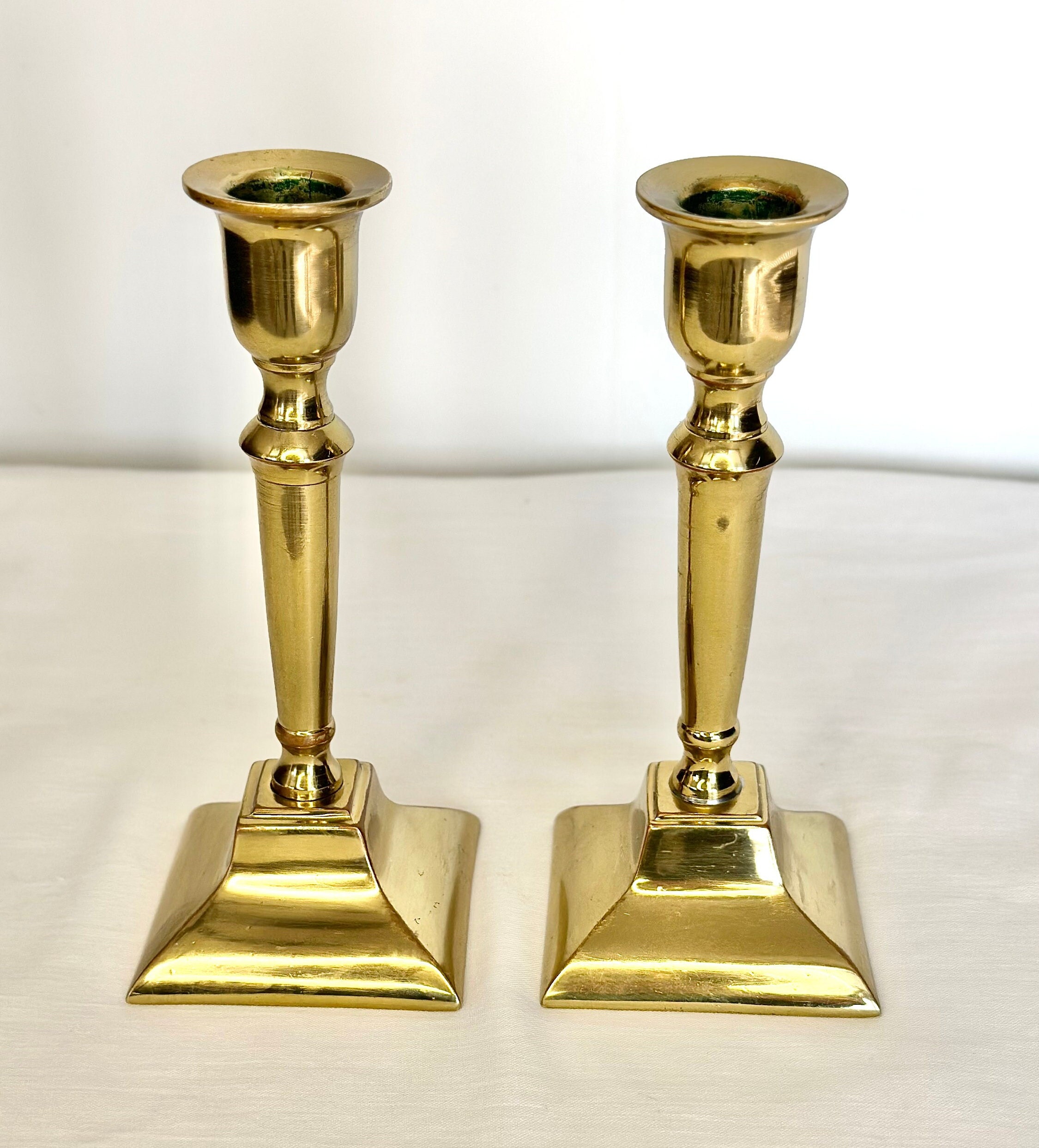 Pair of Antique Rostand Solid Cast Brass Candlestick Holders Etsy