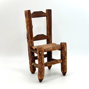 Vintage Handcrafted Miniature Wooden 5 in. Tall Chair