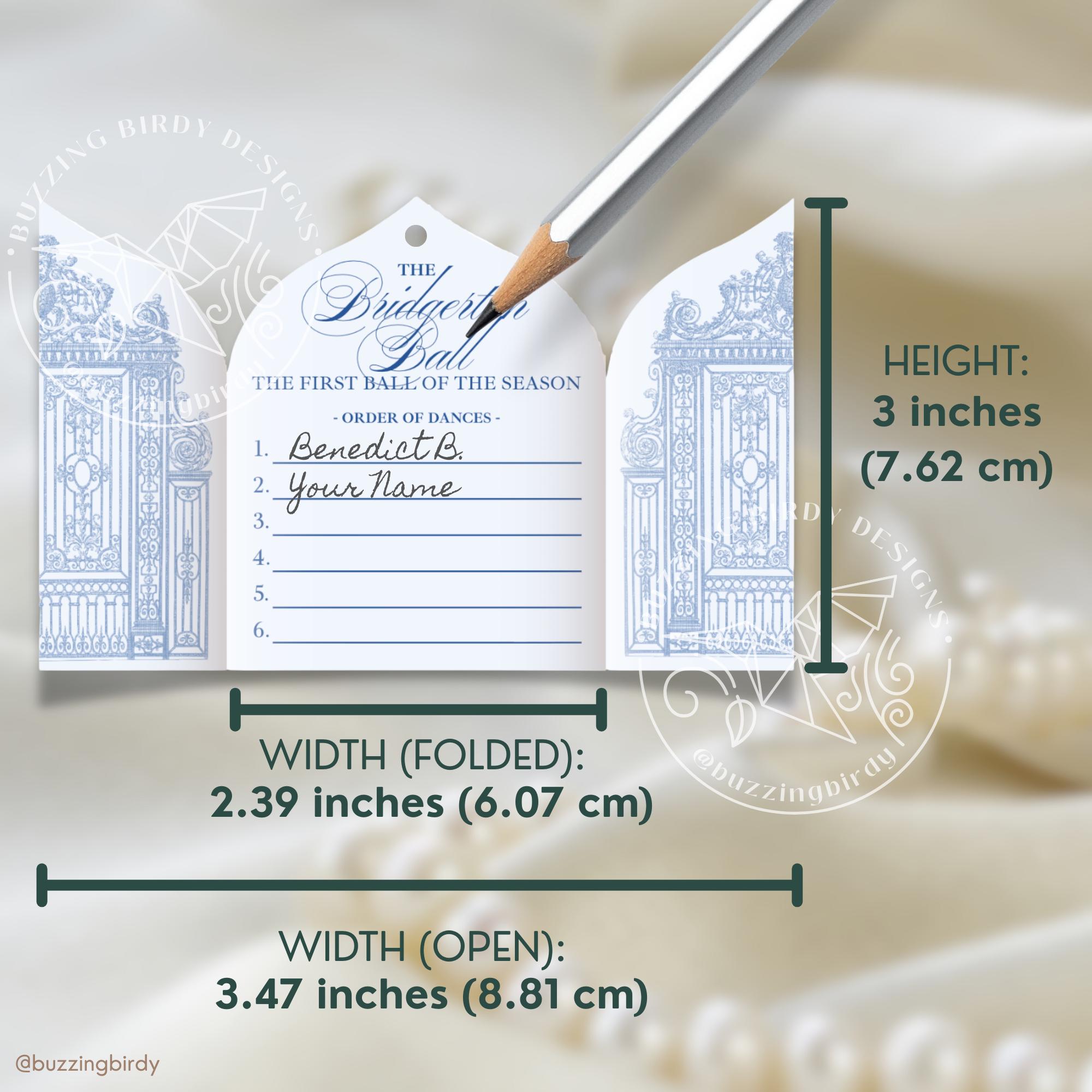 Dancing Card Example Regency Ball Dance Card Printable (instant Download & Editable Template ...
