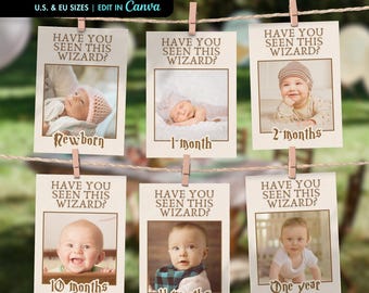 Have you seen this wizard? First Birthday Monthly Photo Banner (Editable Template)