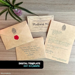 Custom Wizard School Acceptance Letter Printable: Editable Canva Template (Digital Download)