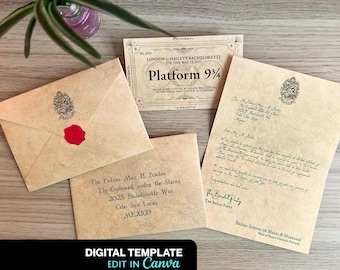 Custom Wizard School Acceptance Letter Printable: Editable Canva Template (Digital Download)