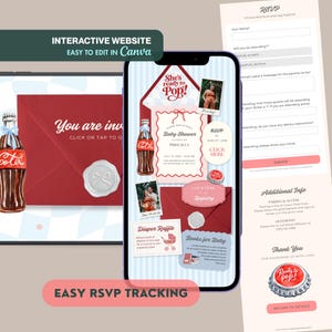 Ready to Pop Baby Shower Website Invitation with RSVP Tracking (Editable Canva Template)