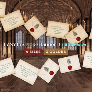 EASY Wizard School Envelope Banner: Editable Canva Template (Digital Download)