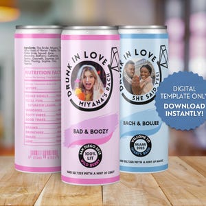 Editable Seltzer Can Wrap for Bachelorette, Bridal Shower, Wedding, Engagement Party, Printable, Customizable DIY Canva Label Template